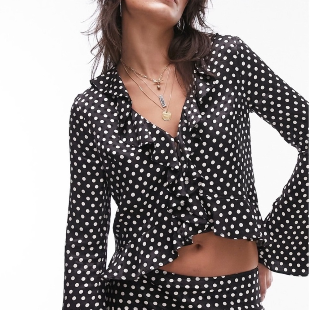Topshop Black and White Polka Dot Blouse